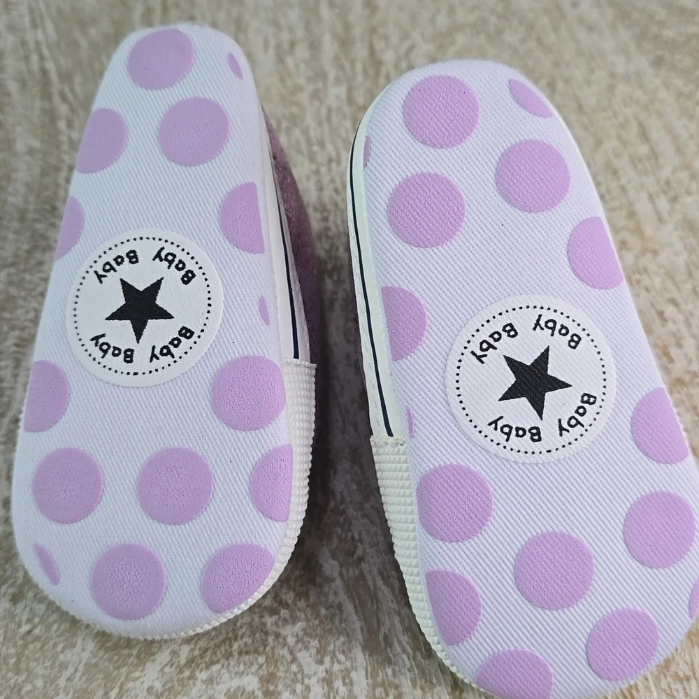 First Walkers Purple Glitter High-Top Canvas Baby Shoes